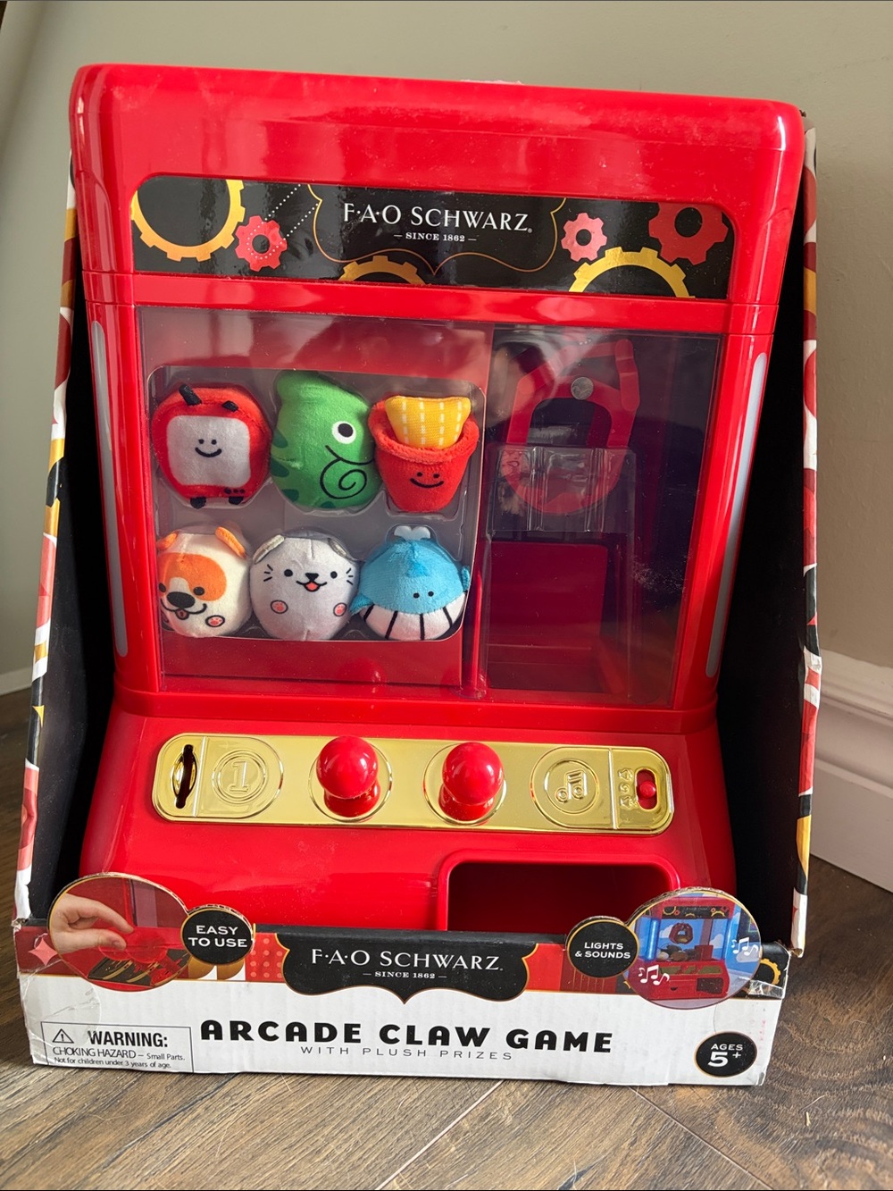 FAO Schwarz Red Claw Machine Plush with Lights & Sounds